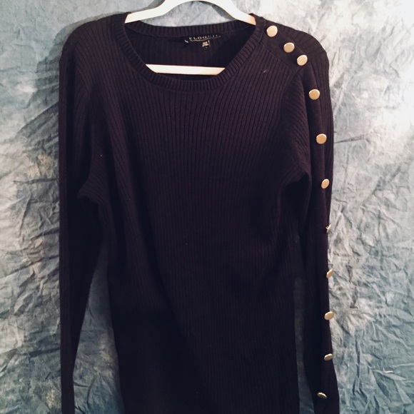 *LAST CHANCE* ELOQUII Button Sleeve Sweater Navy - Picture 3 of 4